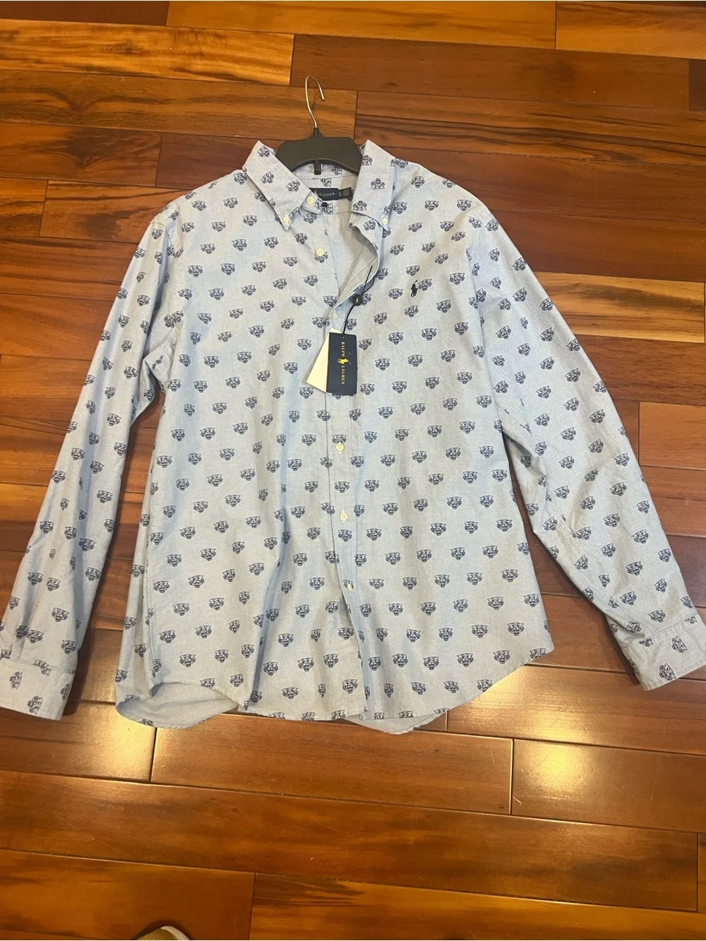 Polo by Ralph Lauren Light Blue Tiger Micro Printed Button-Down Oxford  Shirt